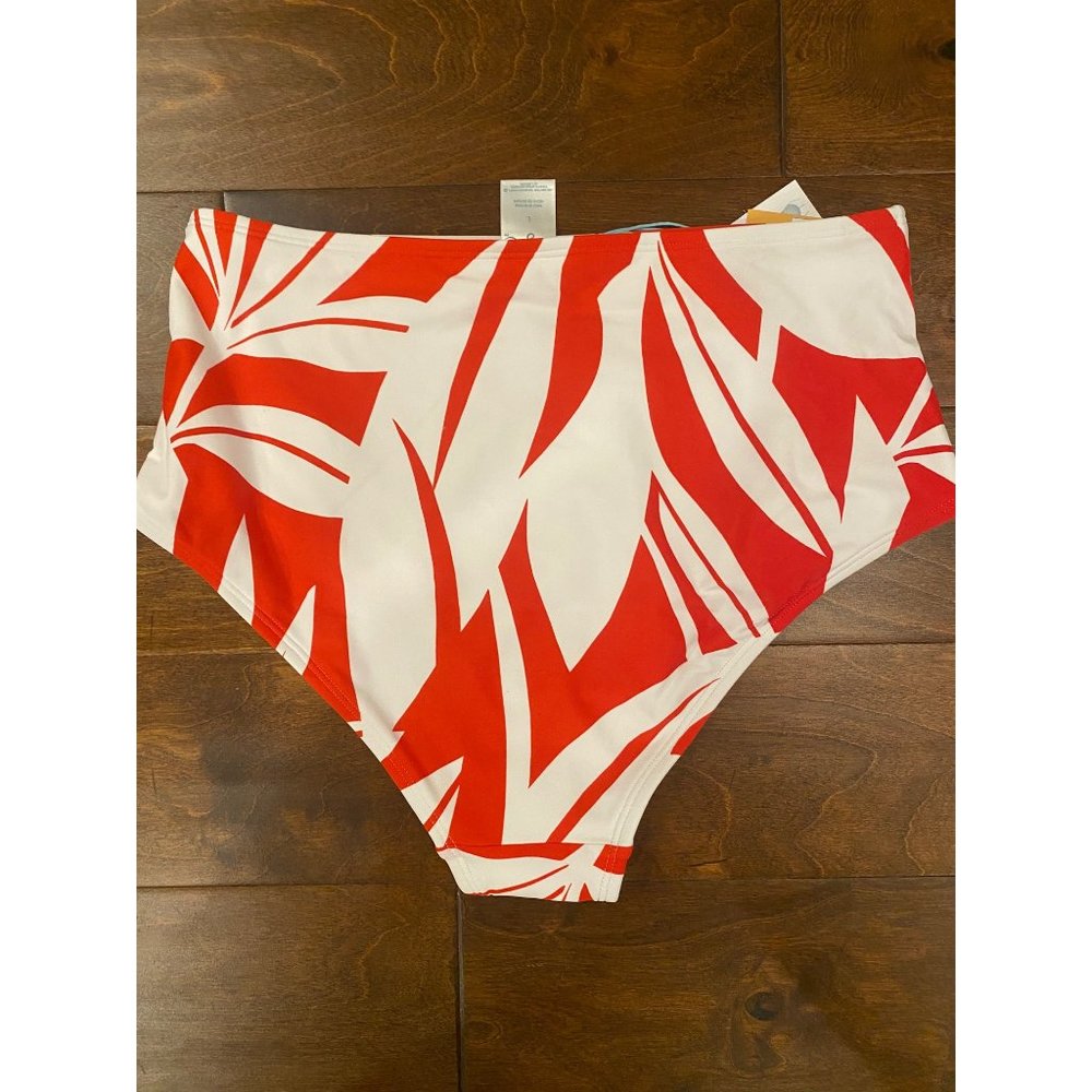 🎉3 for 15🎉 Kona Sol Women XS Red White Bikini Bottom High Waist & Coverage - Picture 2 of 4